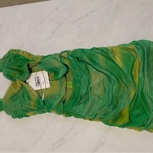 Hello Molly- green mesh cut-out dress with back zipper, NWT, XS